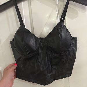 Faux leather crop